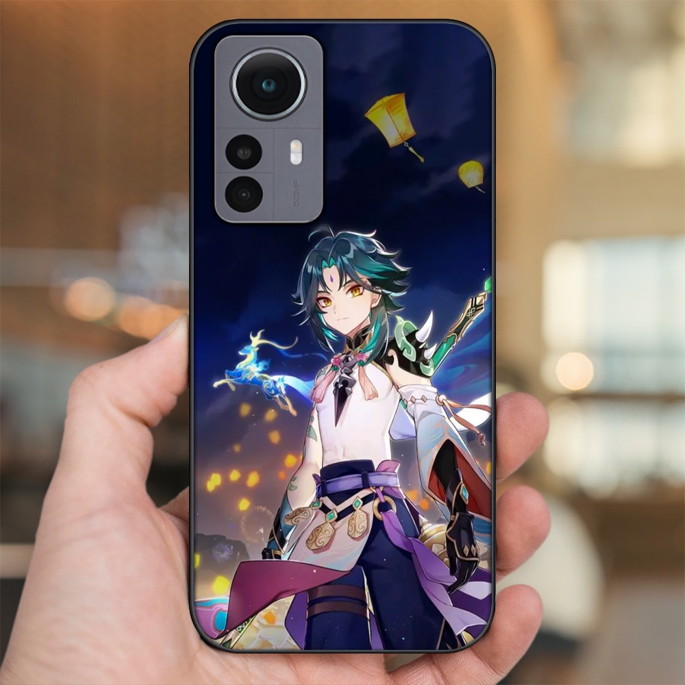 Ốp lưng Xiaomi 12 viền đen in hình Xiao Genshin Impact