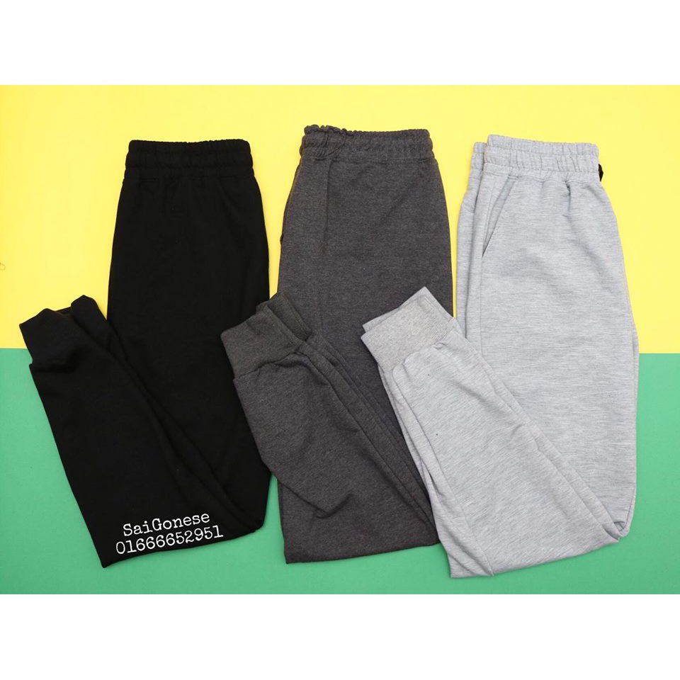 Quần Jogger Thun Trơn Nam Nữ Thể Thao Unisex