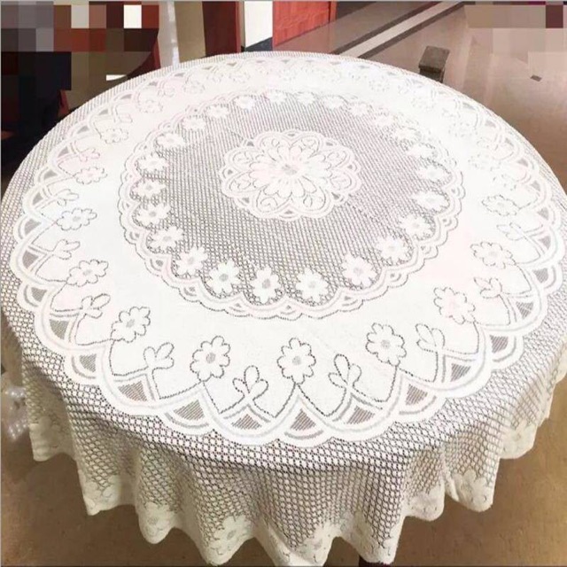 Khăn trải bàn ren tròn hoa văn 1m5 và 1m8 vải dày xịn