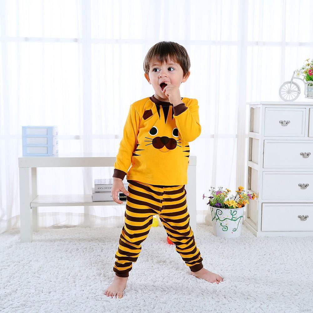 Bộ Đồ Ngủ Pijama Dài Tay In Họa Tiết Hoạt Hình Cho Bé