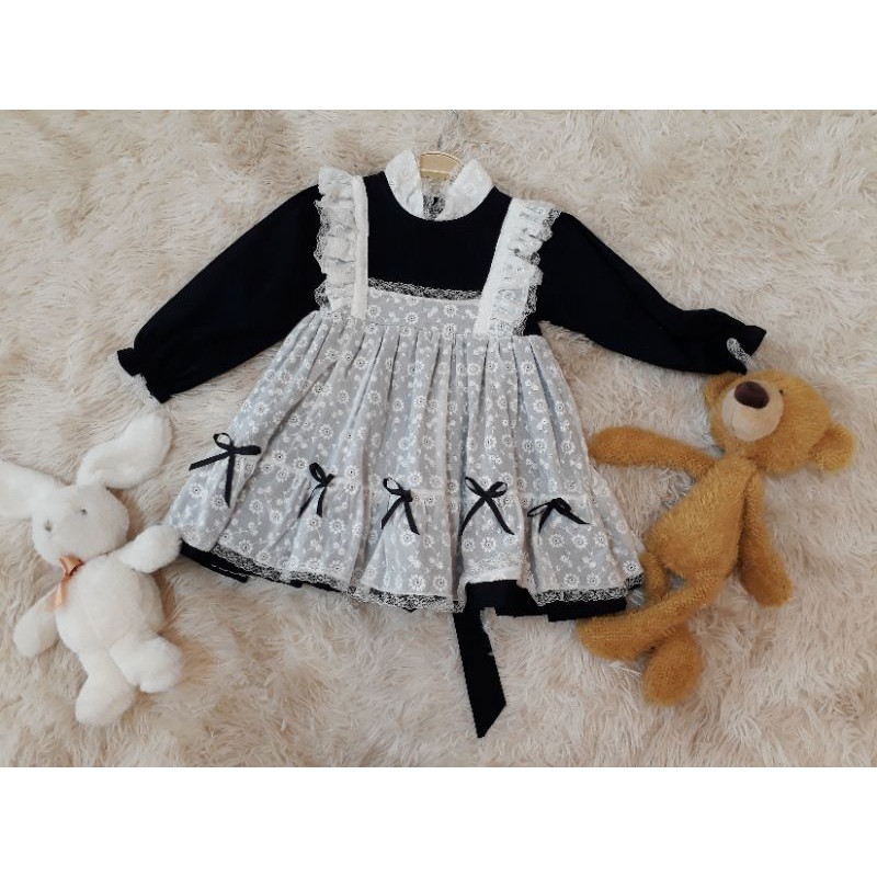 Váy vintage đen trắng tiểu thư cho bé gái (Ảnh thật shop chụp)
