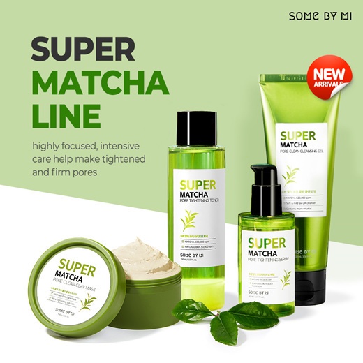 Bộ 4 Sản Phẩm Kiềm Dầu, Se Khít Lỗ Chân Lông Some By Mi Super Matcha Pore (Sữa Rửa Mặt + Mặt Nạ Đất Sét + Toner + Serum)