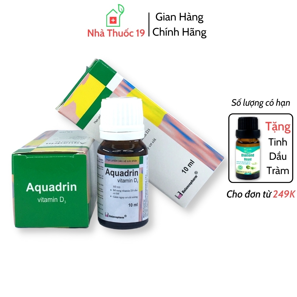 Vitamin D3 Nhỏ Giọt Hàng Ngày Cho Bé, Aquadrin Vitamin D3 Bổ Sung Vitamin D Giảm Nguy Cơ Còi Xương Cho Trẻ (Lọ 10ml)