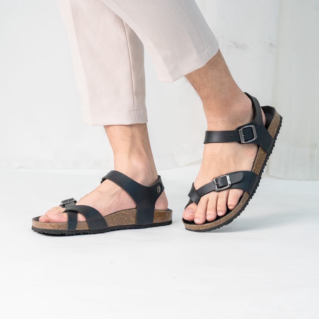 DK14 - Sandal Đế Trấu BIOLINE Official Quai Da Bò Đan Chéo Xỏ Ngón Lót Pu Kem Chống Nước