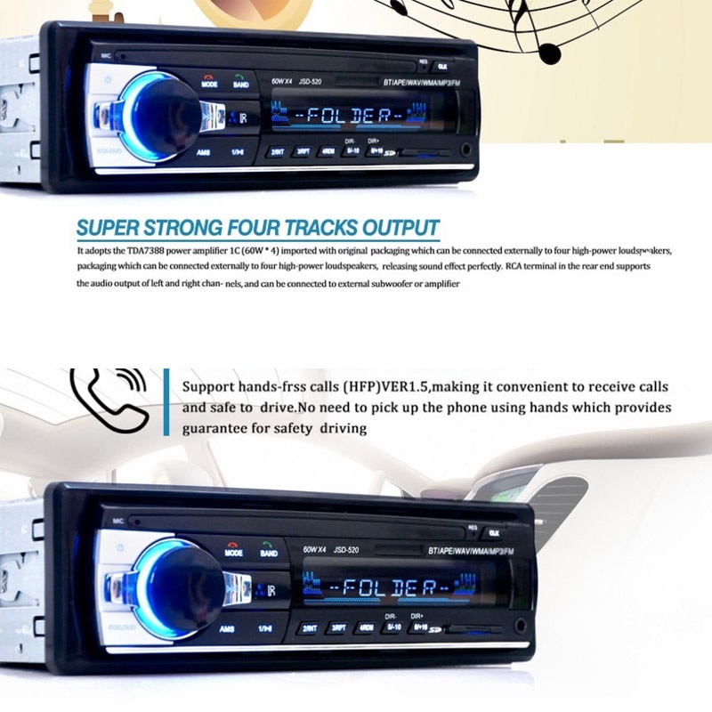 MONQIQI nghe đài fm phát âm thanh nổi bluetooth Đài phát thanh trên ô tô Máy nghe nhạc âm thanh nổi cho xe
