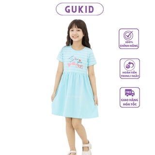 Đầm bé gái In Sọc 14 - 31 kg GUKID chất liệu 100% COTTON 4C - GKV12
