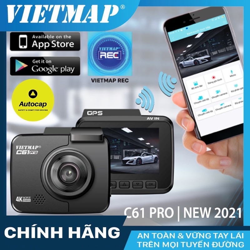 Camera hành trình VIETMAP C61 Pro (bản 2021) cho xe ô tô kèm thẻ nhớ 32G