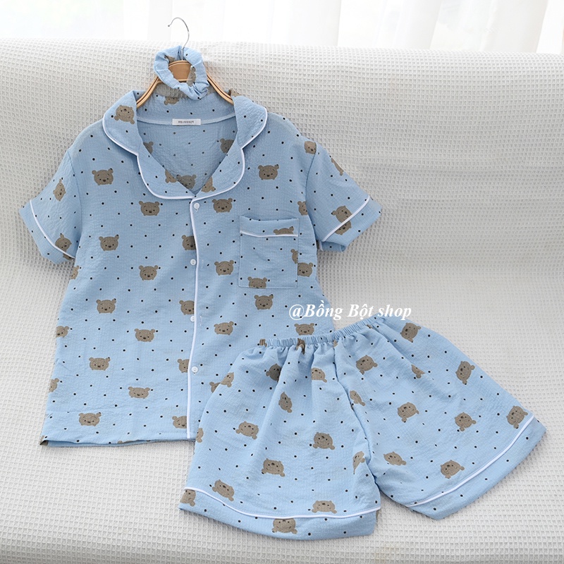 [TẶNG KÈM SCRUNCHIES] BỘ NGỦ MẶC NHÀ XỐP HOẠ TIẾT  HOT HÈ 2022