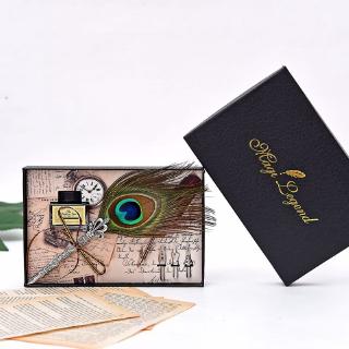 Bộ bút chấm mực đính lông chim phong cách cổ điển kèm 3 đầu bút & hộp mực