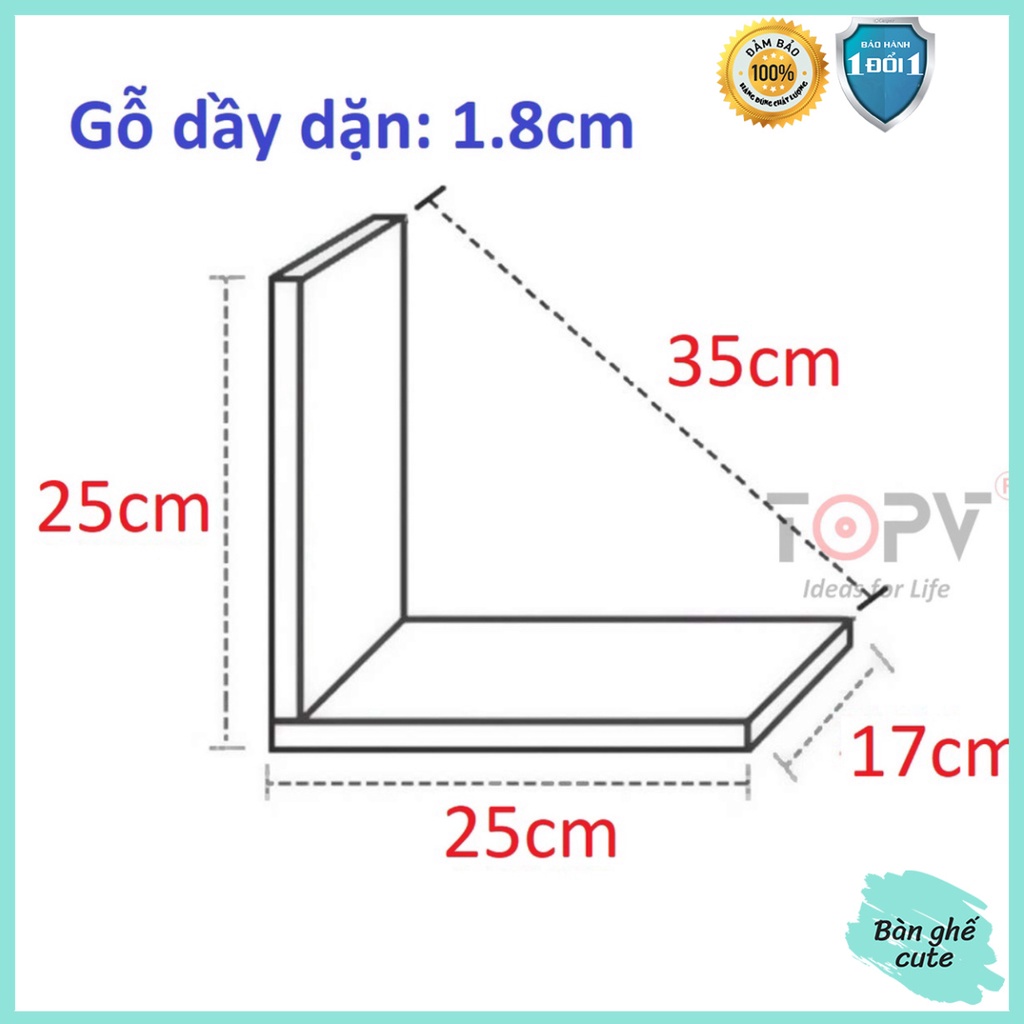 Kệ sách gỗ ziczac TopV giá sách treo tường tủ để đựng đỡ kê vở cho bé decor nhỏ mini giá rẻ Bàn Ghế Cute