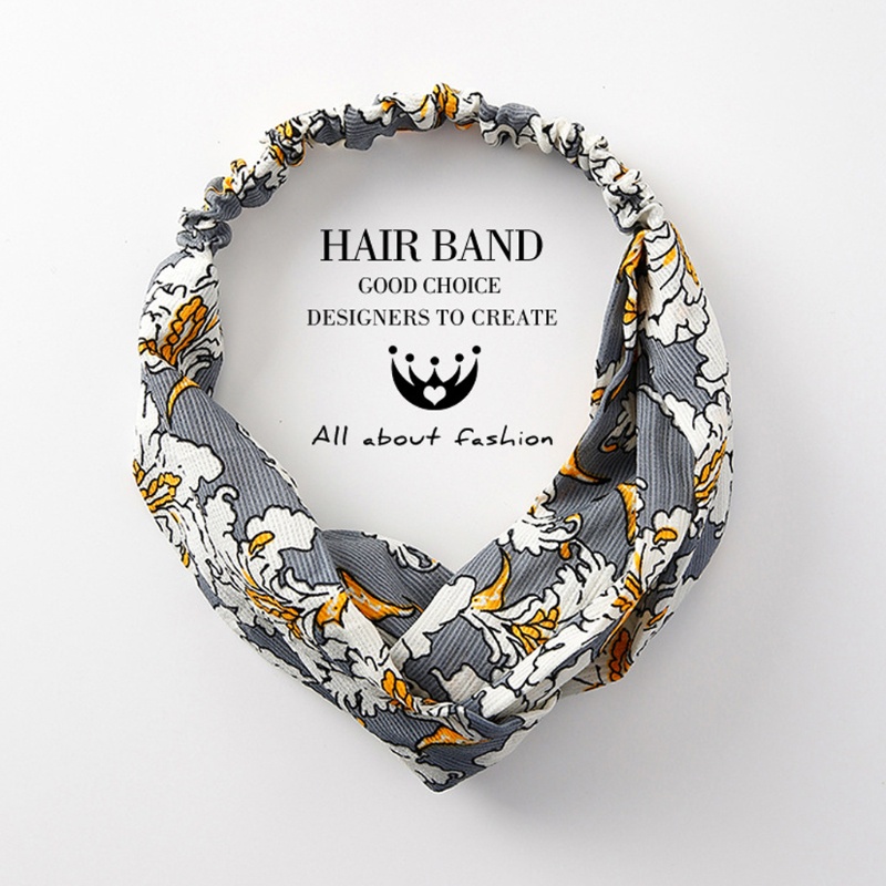 Băng Đô Chiffon Co Giãn In Họa Tiết Chữ Thập Phong Cách Thể Thao Cho Nữ