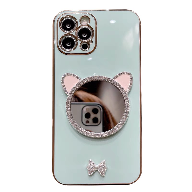 Ốp Điện Thoại Tráng Gương Mạ Điện Hình Tai Mèo Cho iphone 12 pro max 11 pro max xs max xr x 7 8 plus