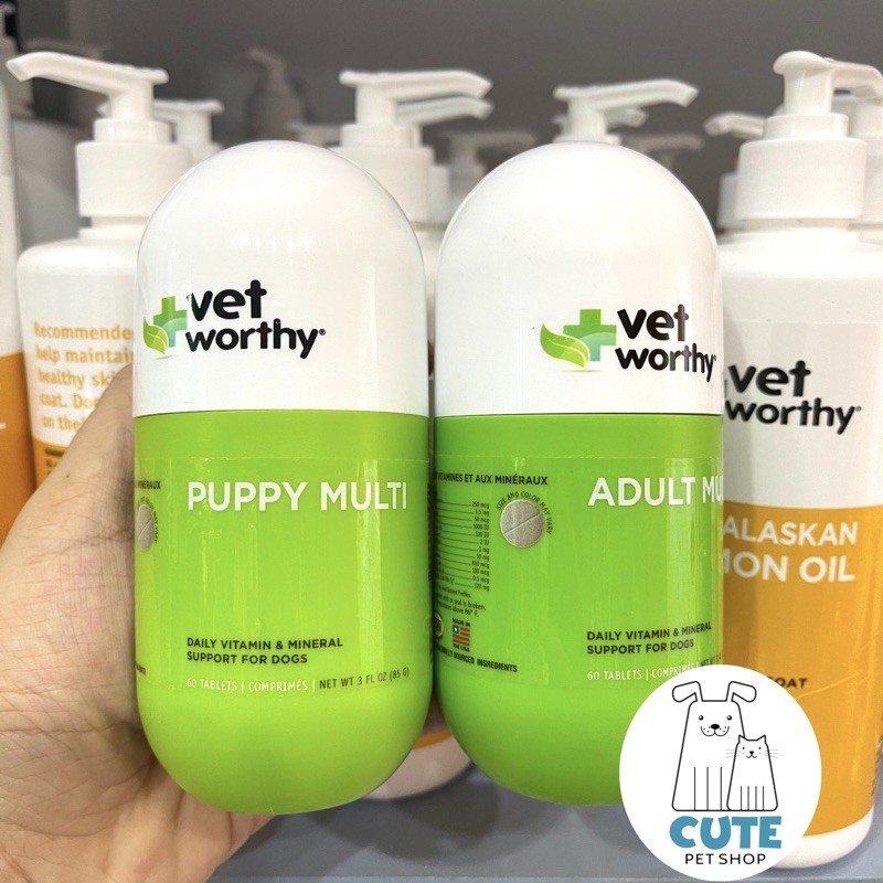 Vitamin cho chó nhỏ và Trưởng thành dạng viên nhai Vet Worthy Adult Multi 60 viên