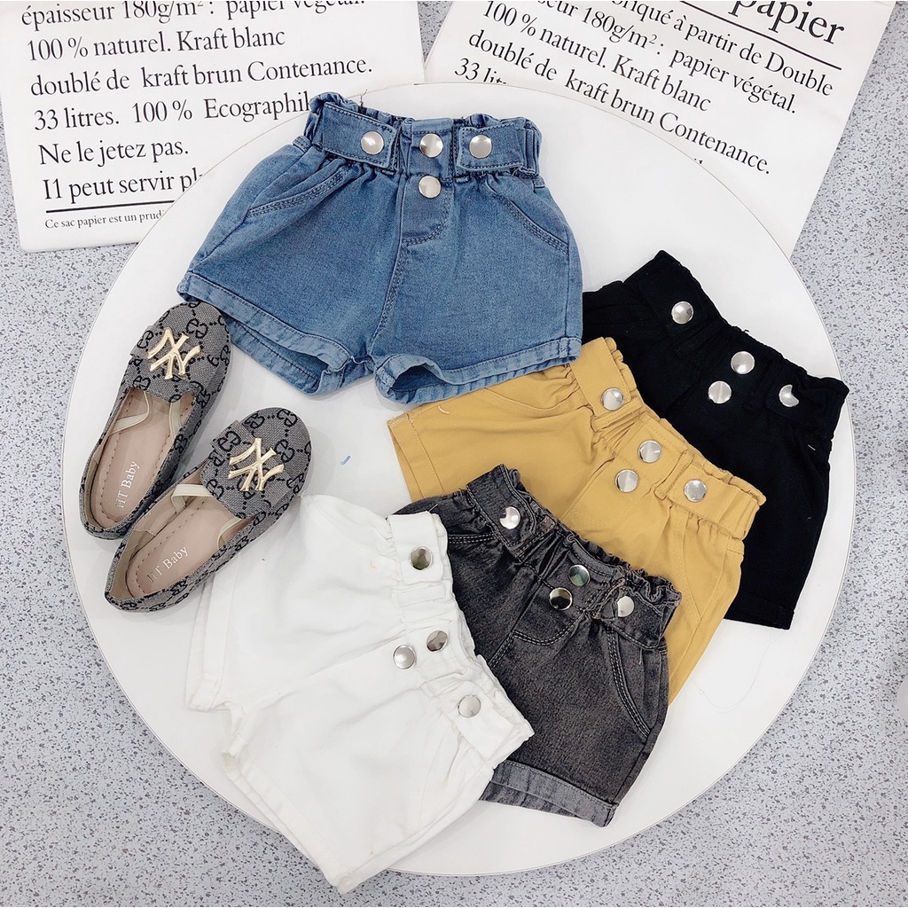 Quần Sooc Chất Kaki Mềm Đính Nút Siêu Thời Trang Cho Bé Gái Size Từ 2 - 5 Tuổi MINTSCLOSET Mint's Closet - QR8612