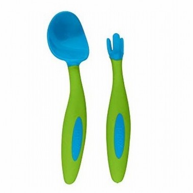 Set thìa dĩa ăn dặm cho bé, bằng silicon, an toàn cho trẻ (Toddler cutlery set)