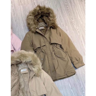 Áo khoác parka - parka dài vải kaki có mũ lót lông xịn xò