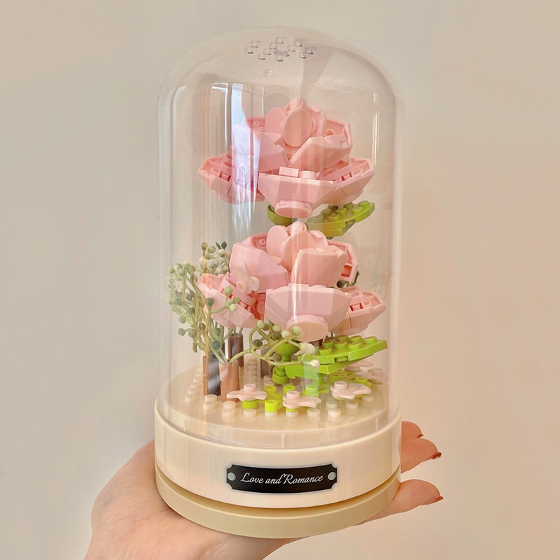 Đồ chơi lắp ráp DIY hoa hộp nhạc có chuyển động hãng Jaki