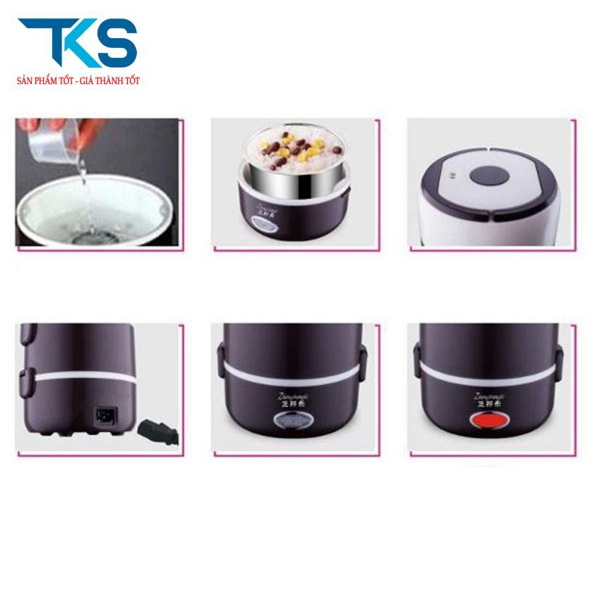 Hộp cơm 3 tầng cắm điện inox 304 vừa nấu cơm vừa hâm nóng siêu tốc đa năng loại xịn