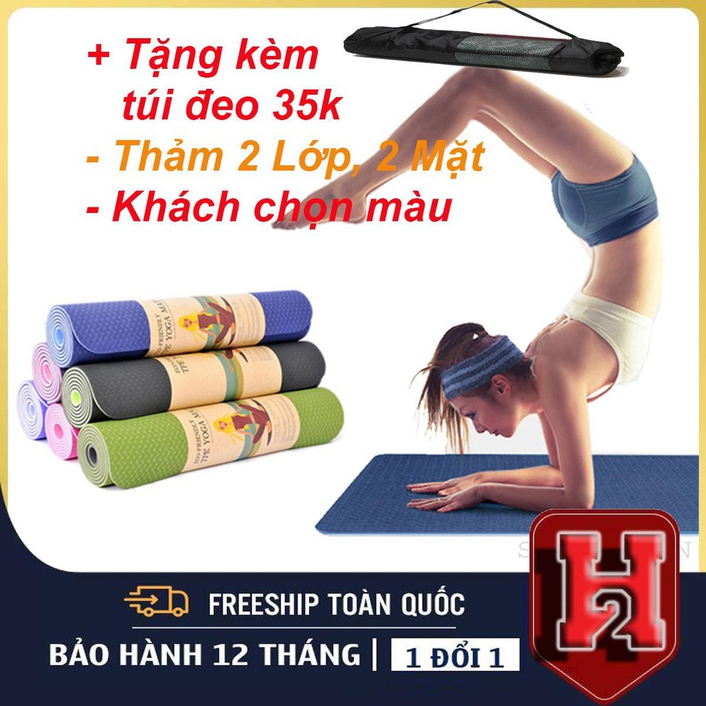 [❤️TẶNG KÈM TÚI Khi Mua 3 Chiếc❤️] THẢM TẬP YOGA TPE CAO CẤP 2 LỚP 6MM- XỊN SÒ