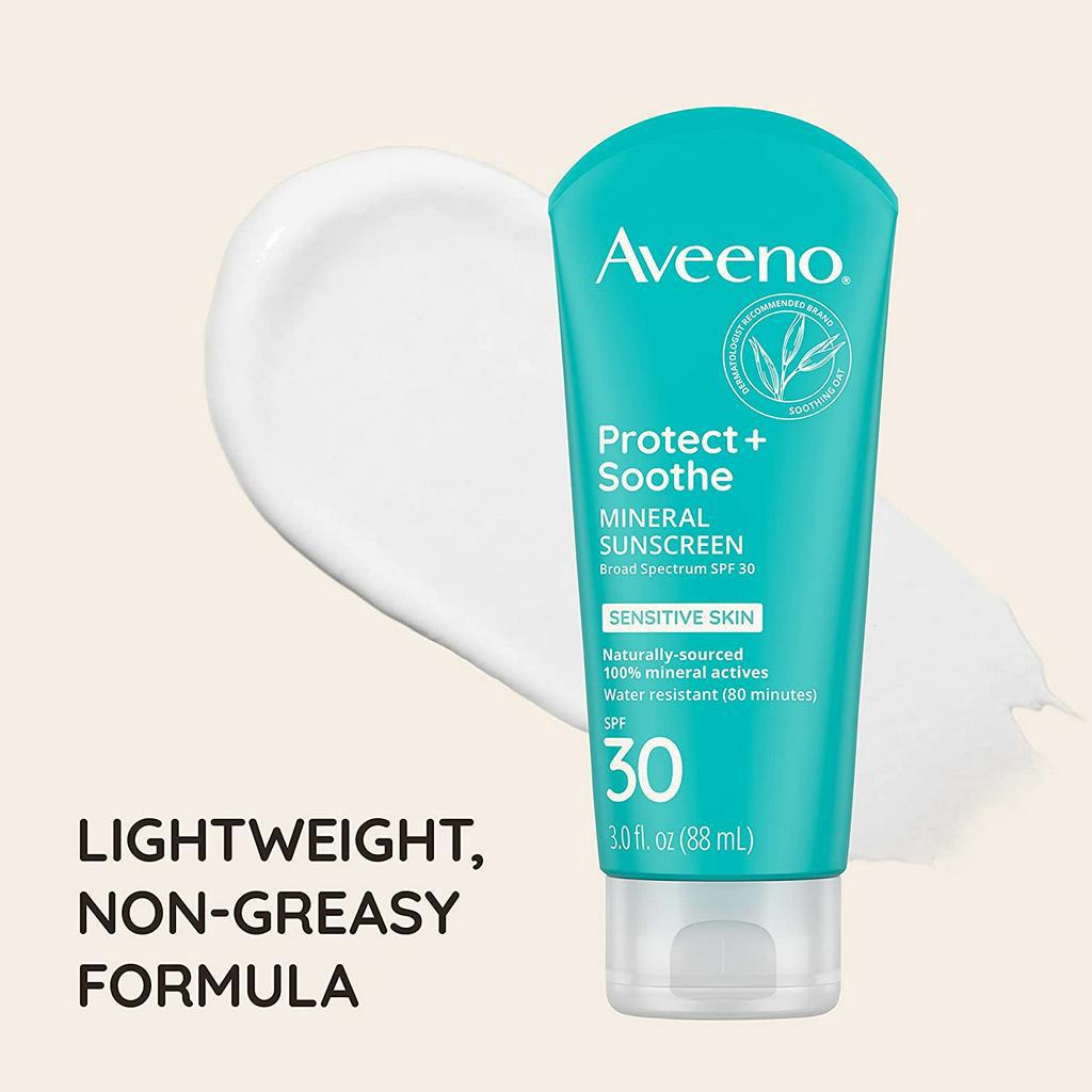 Kem chống nắng không nhờn, chống trôi Aveeno Protect + Soothe Mineral Sensitive Skin SPF30 NEW