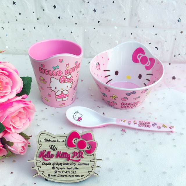 Bộ combo chén tô muỗng ly Hello Kitty