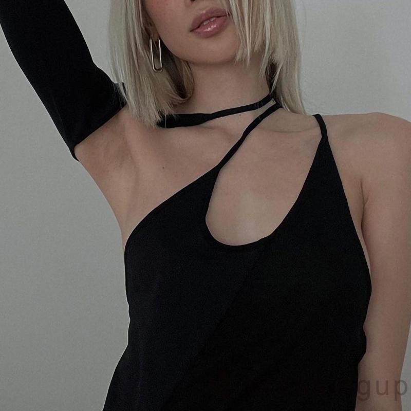 Áo ngắn hai dây tay áo đơn rời màu thời trang cho nữ