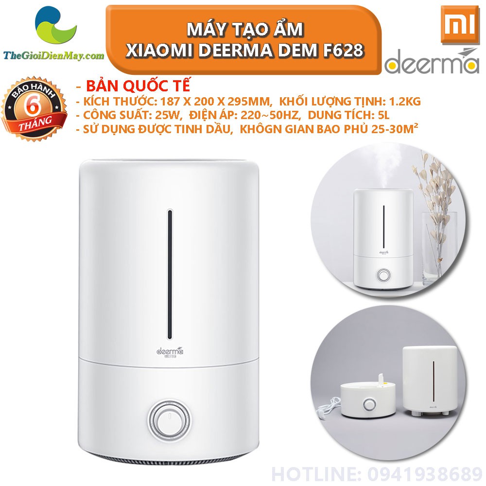 [Bản quốc tế] Máy tạo ẩm Xiaomi Deerma DEM F628 (sử dụng được tinh dầu) - Bảo hành 6 tháng - Shop Thế Giới Điện Máy