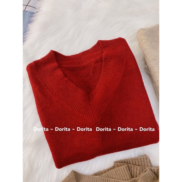 Áo len trơn cổ V hàng Quảng Châu, Áo len Cổ V Ulzzang - Dorita Boutique | BigBuy360 - bigbuy360.vn