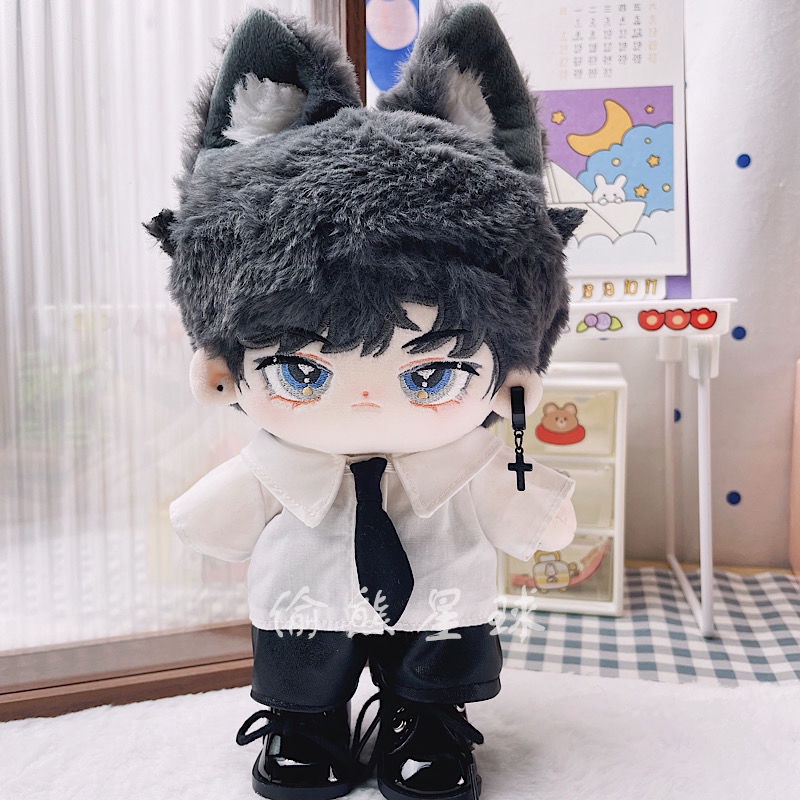 Bộ trang phục nam với cà vạt và khuyên tai cá tính thời trang cho búp bê nhồi bông 20cm