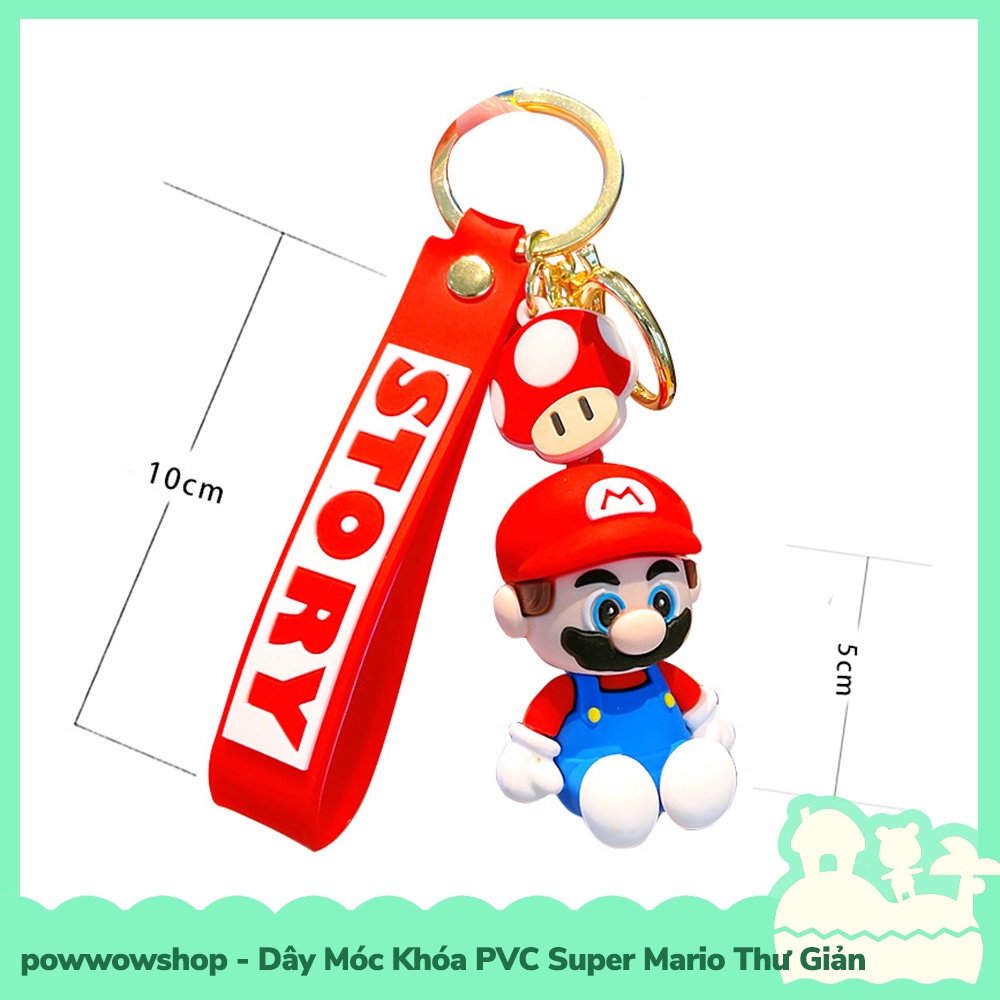 [Sẵn VN - Hỏa Tốc] Dây Móc Khóa PVC Nhân Vật Game Super Mario Toad Thư Giản Nhiều Màu