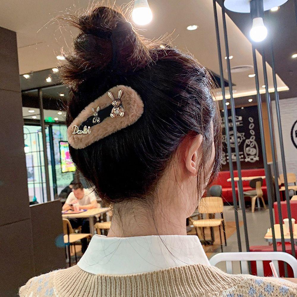 Kẹp Tóc Nhỏ Bằng Vải Lông Nhung Phong Cách Hàn Quốc Cổ Điển Sang Trọng Dành Cho Nữ