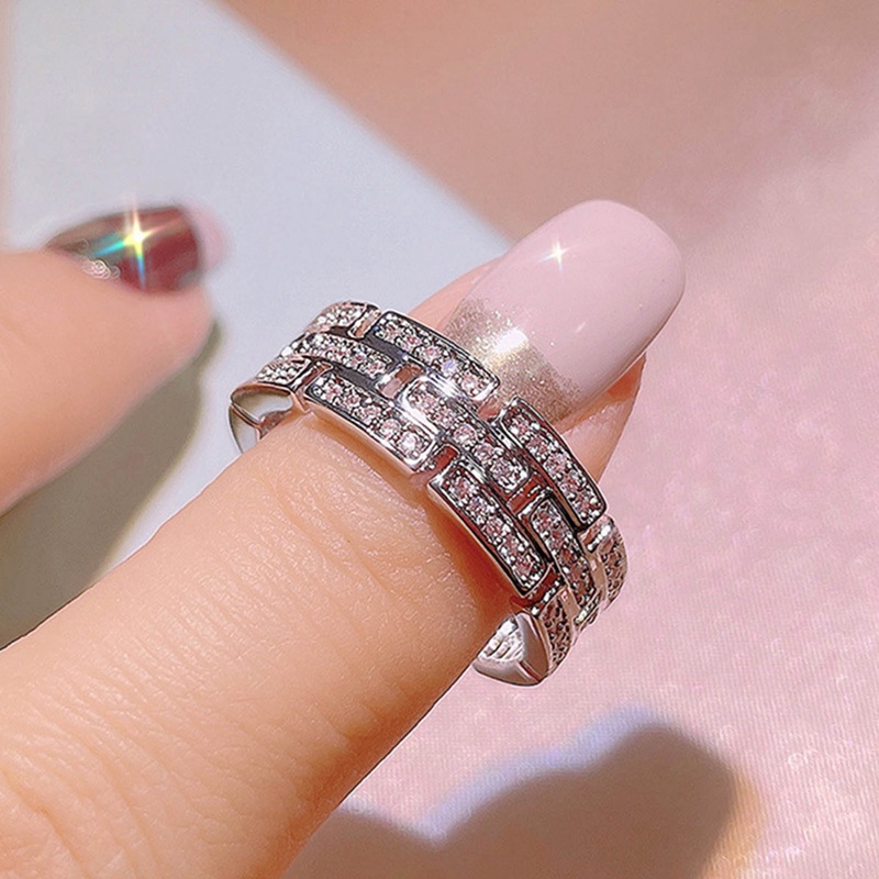 Nhẫn Đính Hôn Bạc Đính Đá Zircon Thời Trang Sáng Tạo Cho Nữ