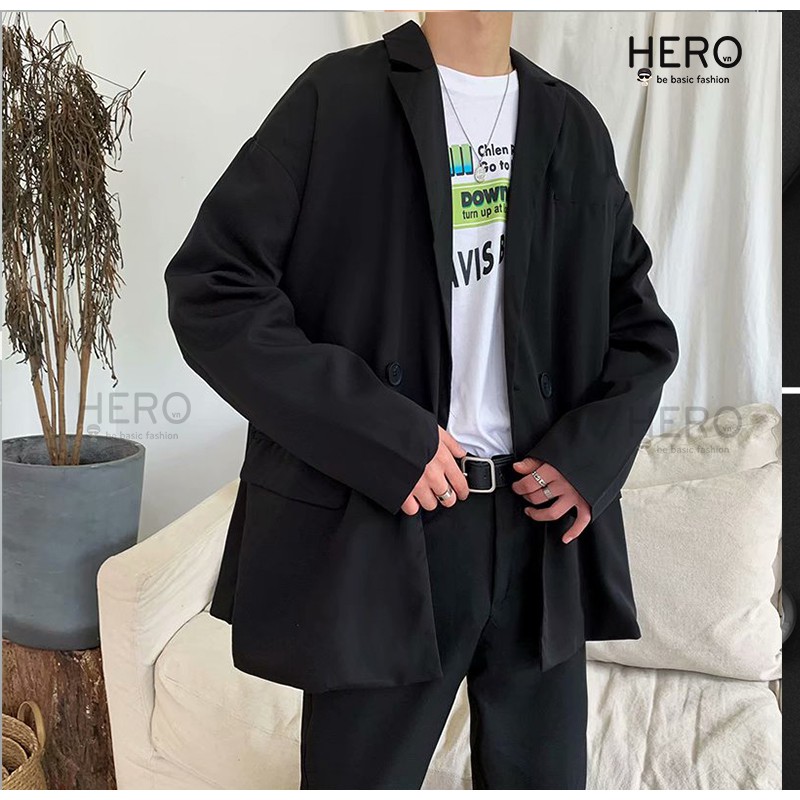 Áo Blazer Nam 2 Lớp Phong Cách Hàn Quốc BZ06  Áo Vest Form Rộng Năng Động Trẻ Trung HERO