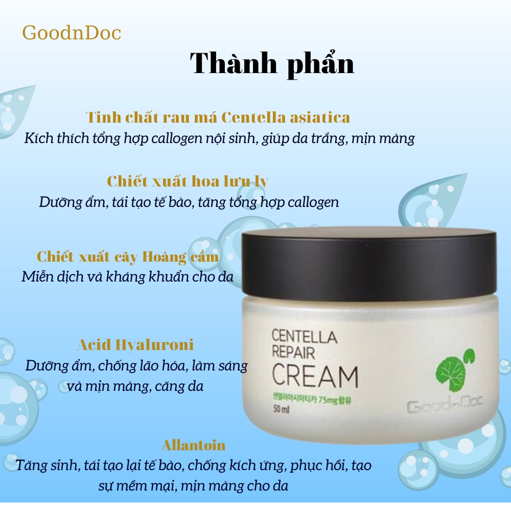 Kem Dưỡng Goodndoc Rau Má Dưỡng Ẩm Phục Hồi Giảm Thâm Nám Trắng Sáng Da