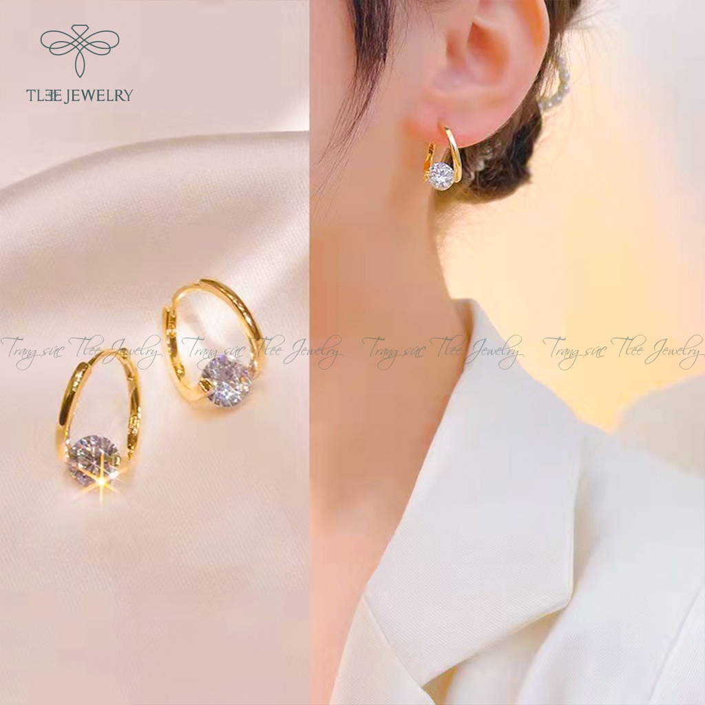 Khuyên tai bạc nữ TLEE Swings đính đá lấp lánh NCJ B0108