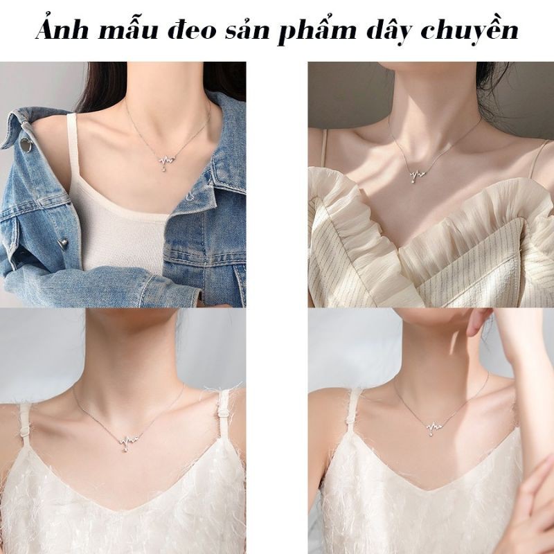 Dây chuyền khảm bạc Ý nhịp trái tim - Vòng cổ nữ khảm bạc 925 nhịp đập trái tim