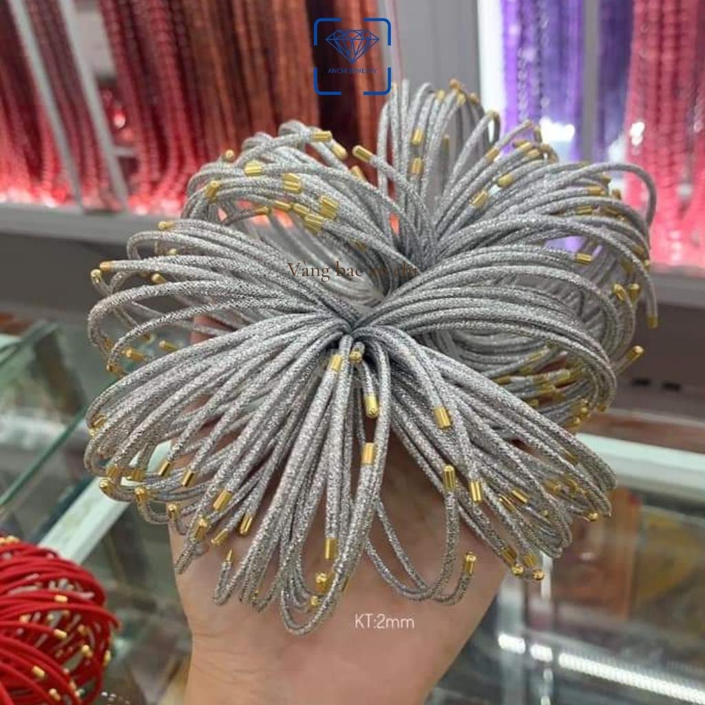 Vòng tay dây thép cứng đeo charm / lu thống / cỏ 4 lá / đồng điếu - mẫu chữ C