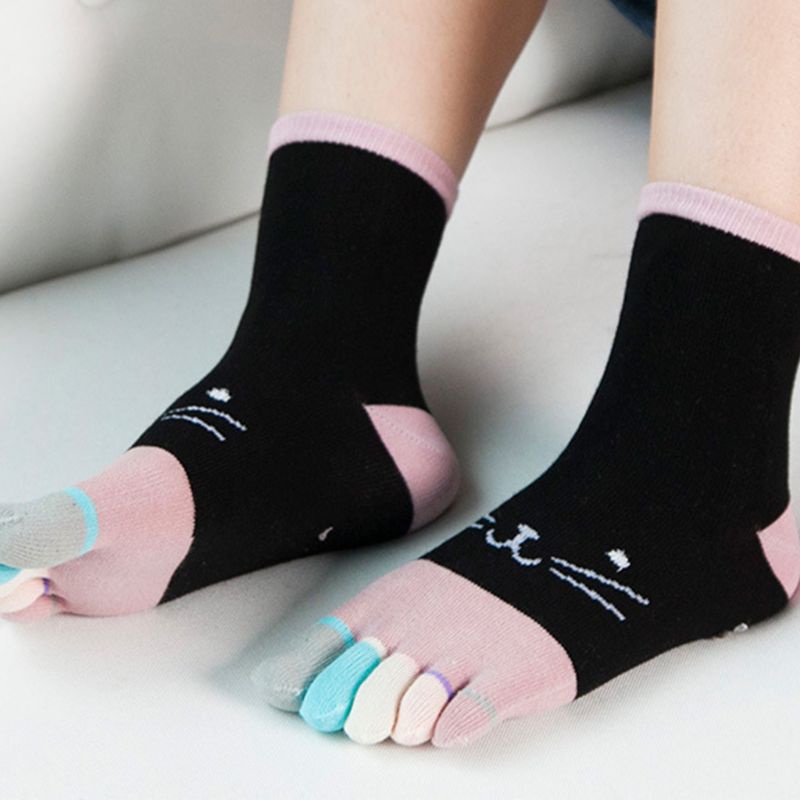 Đôi Tất Cotton Xỏ Ngón Hình Mèo Hoạt Hình Đáng Yêu Cho Nữ