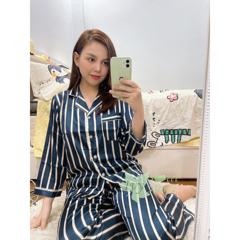 Bộ Lụa Satin Mặc Nhà Cặp Đôi ☘️Đồ Ngủ Pijama Lụa Cao Cấp Mát Mềm Mịn Melody❤️IVY631