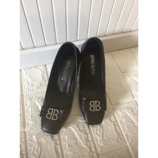 Giầy công sở gót trụ, mũi vuông 7cm
