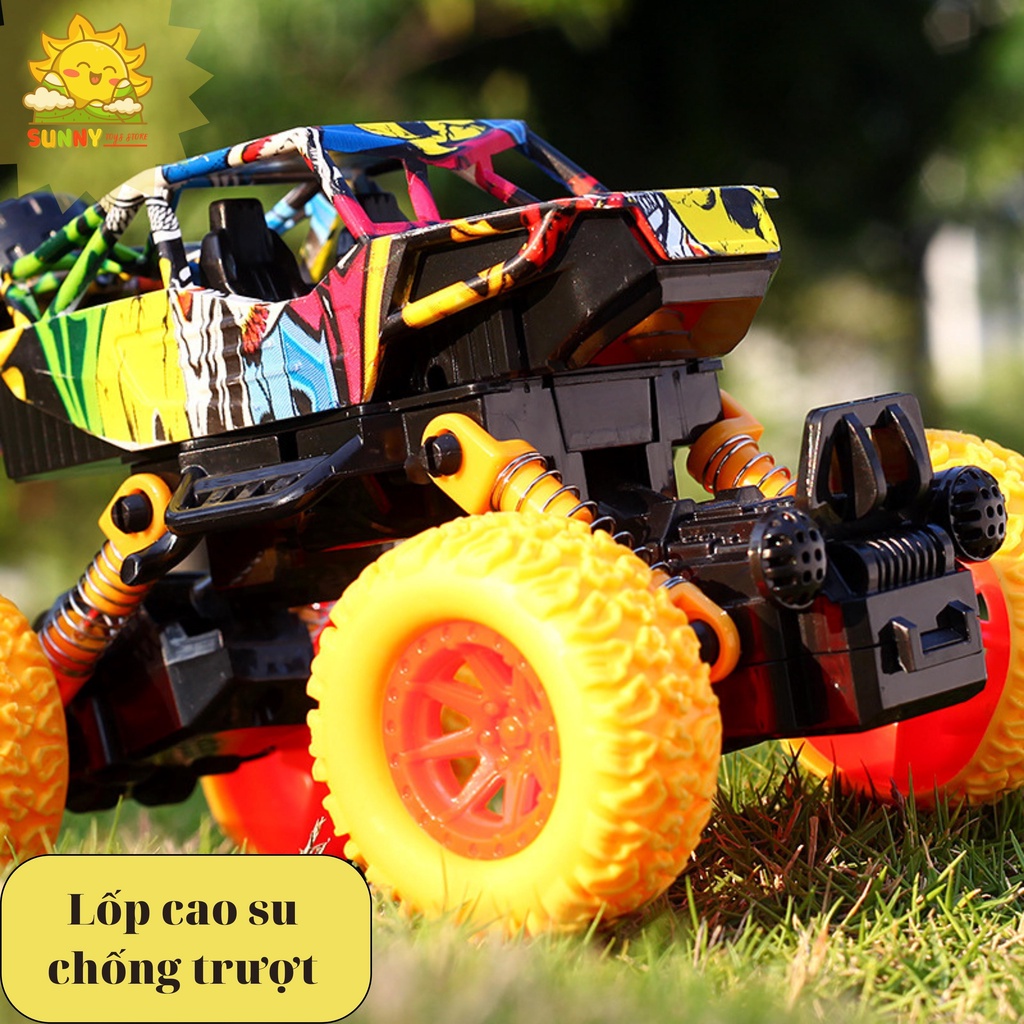 Xe đồ chơi địa hình, dài 17cm, xe dẫn động 2 cầu mạnh mẽ, giảm sóc 4 bánh, lốp ô tô bằng cao su tăng ma sát - Sunny Kids