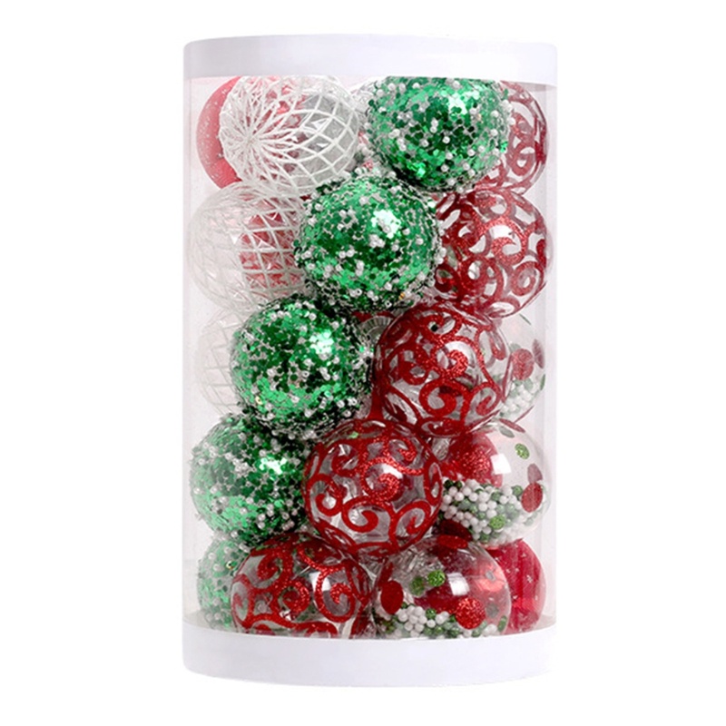Set 25 Quả Cầu Tròn Có Đèn Sang Trọng Treo Trang Trí Cây Thông Noel