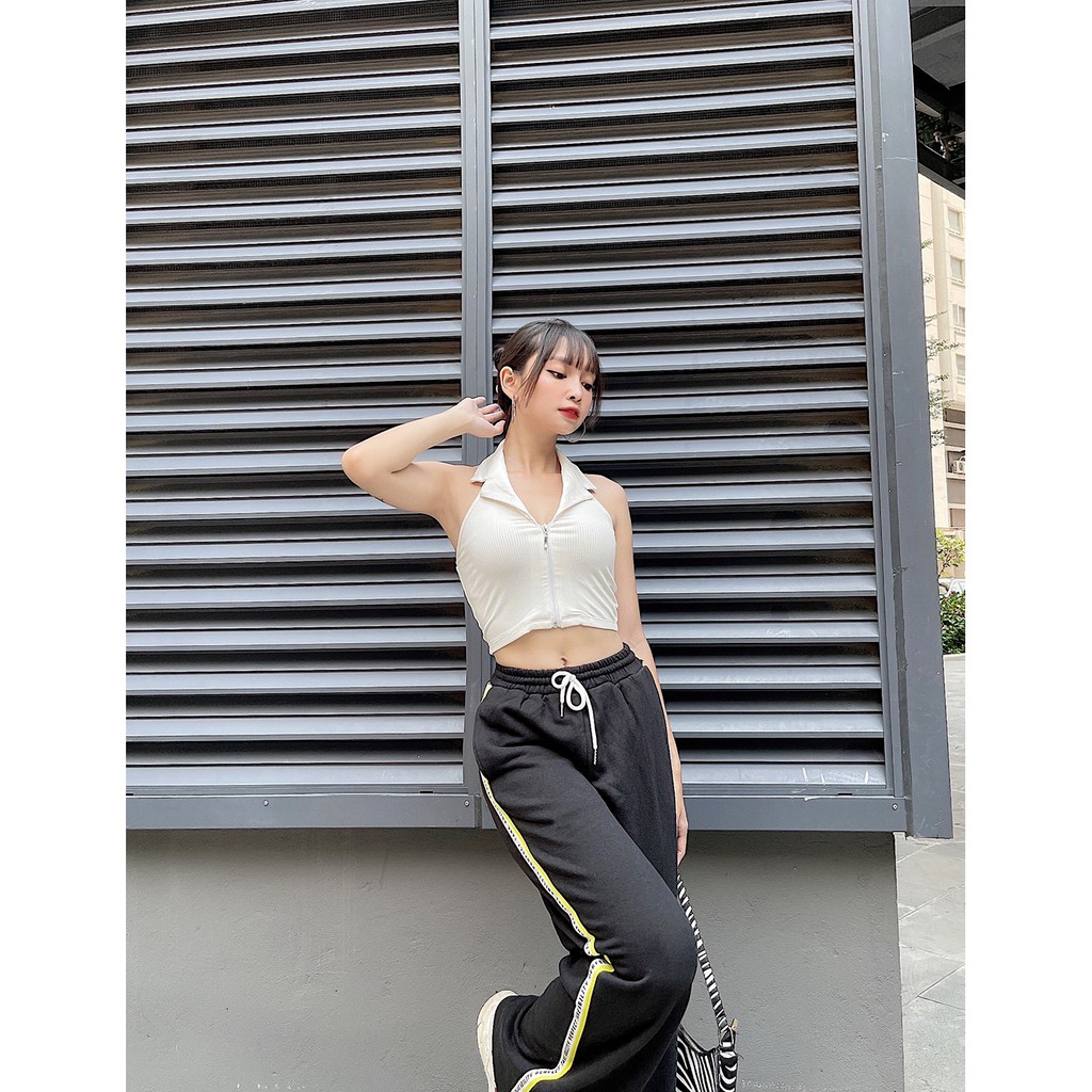 Áo croptop nữ cổ somi dây kéo KRYSTAL NK117