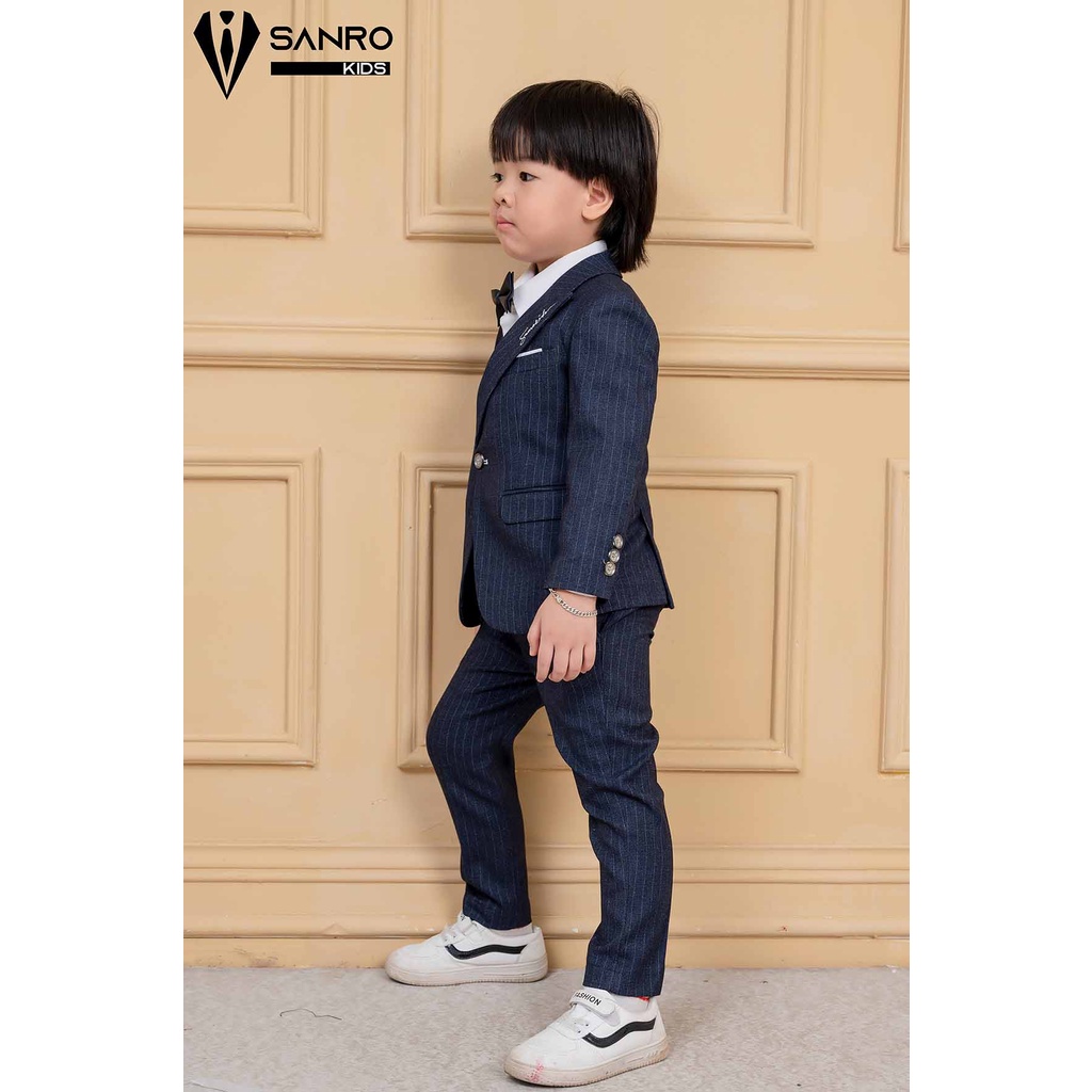 Bộ vest bé trai thiết kế tím than kẻ