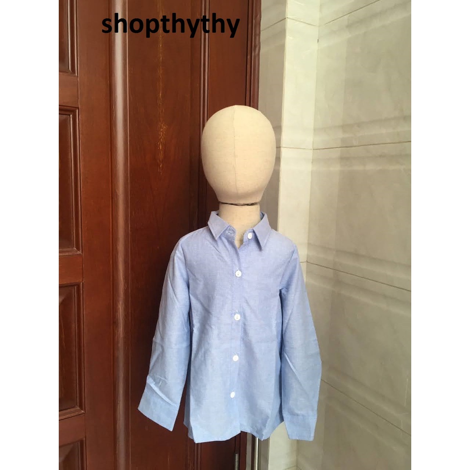 Áo sơ mi chất thô màu xanh dành cho bé trai 6 - 22 kg