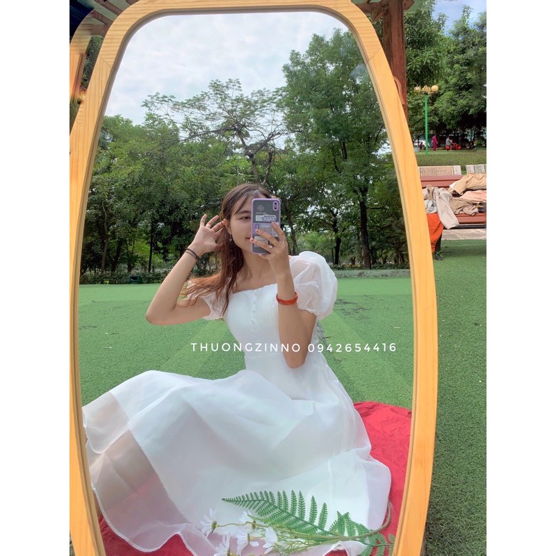 [Ảnh thật/Video] Đầm trắng đính hạt ngọc thiết kế dự tiệc Váy trắng công chúa mặc được 2 kiểu | BigBuy360 - bigbuy360.vn