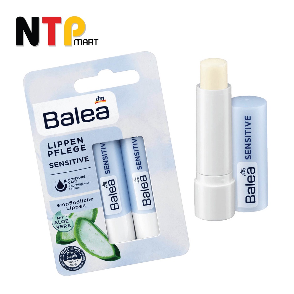 Son dưỡng môi Balea Lippenpflege Sensitive dưỡng ẩm hương lô hội cho môi nhạy cảm nhập khẩu Đức