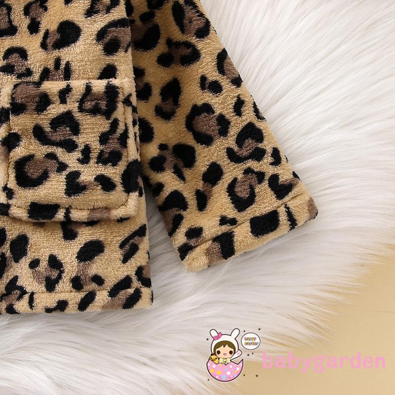 Áo Khoác Tay Dài Có Nút Họa Tiết Da Báo Thời Trang Cho Bé 1-5 Tuổi