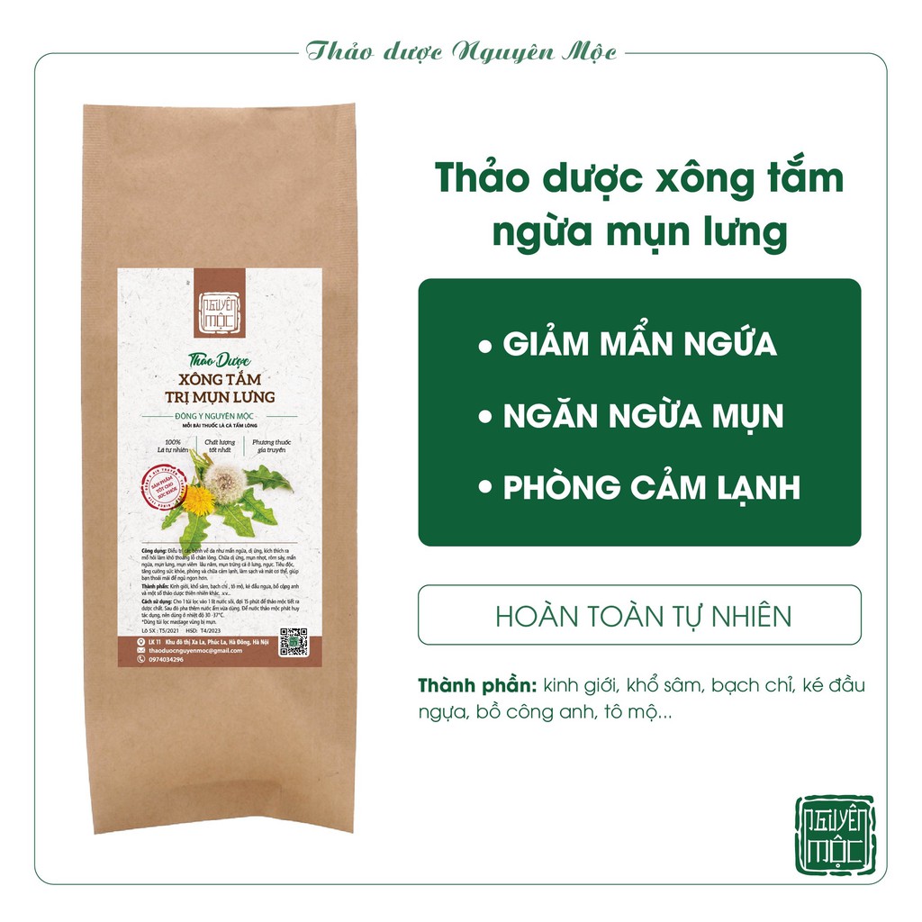 Thảo Dược Xông Tắm Ngừa Mụn Lưng- Thảo Dược Nguyên Mộc- Tạm Biệt Mụn Lưng, Mụn Viêm Lâu Năm, Mụn Trứng Cá