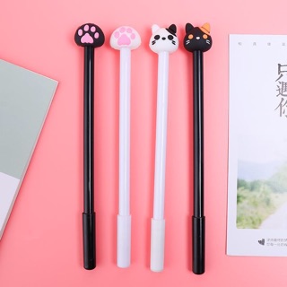 Set 10 Bút mèo kute bút ngộ nghĩnh bút học sinh bút nước bút gel bút xanh đỏ đen bút mực chữ A